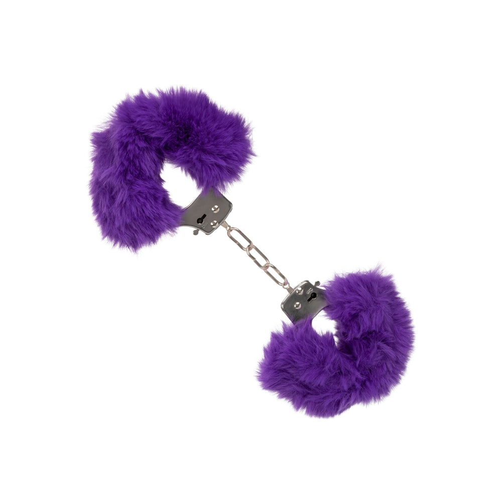 Catuse Pufoase CalExotics Ultra Fluffy Furry Cuffs, cu 2 seturi de chei, pentru adulti, roluri de politist si BDSM - Mov