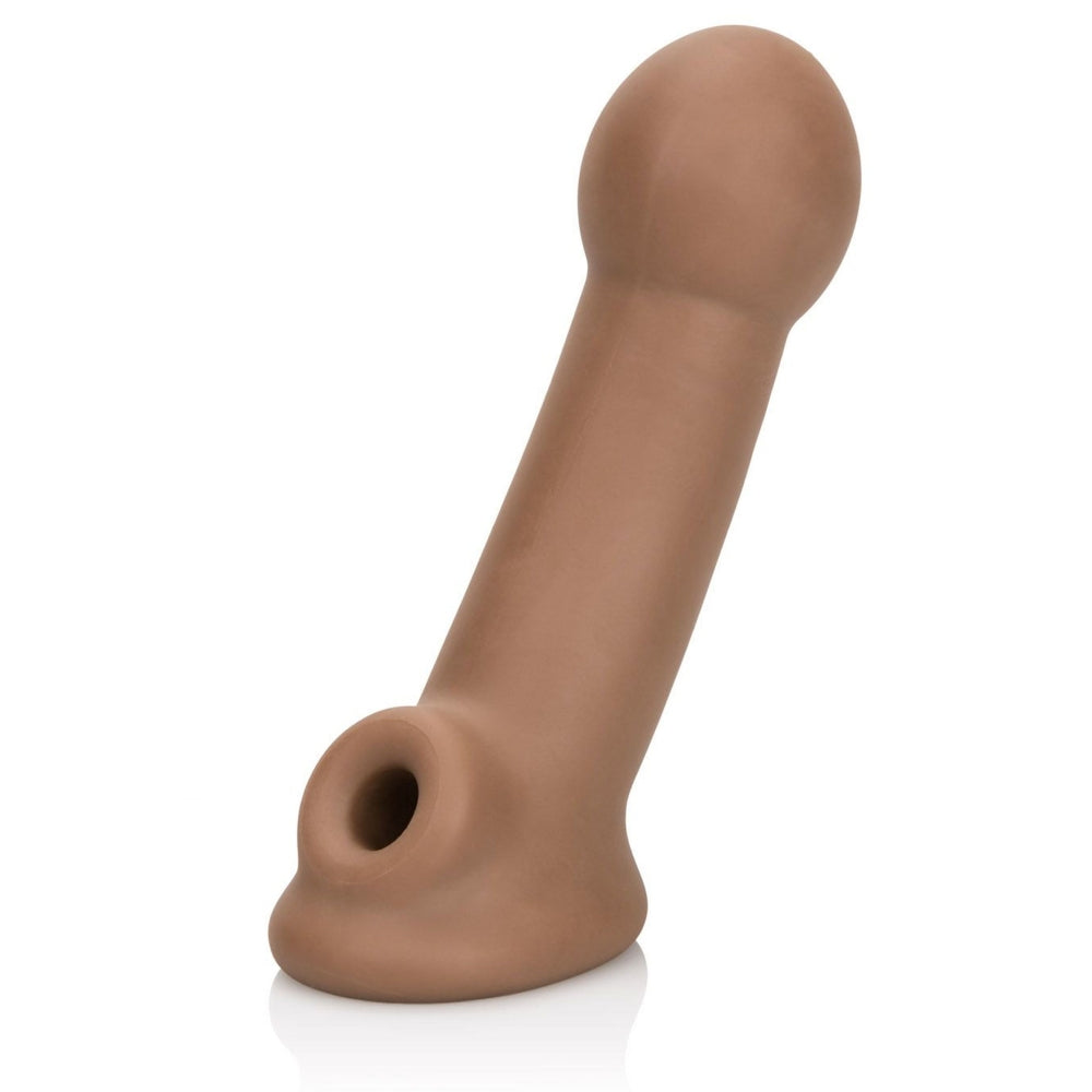 Prelungitor de Penis CalExotics Ultimate Extender - 16 cm, Maro - Fabricat din PureSkin Premium - Textura interioara unica pentru stimulare intensa