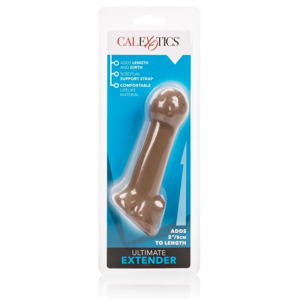 Prelungitor de Penis CalExotics Ultimate Extender - 16 cm, Maro - Fabricat din PureSkin Premium - Textura interioara unica pentru stimulare intensa