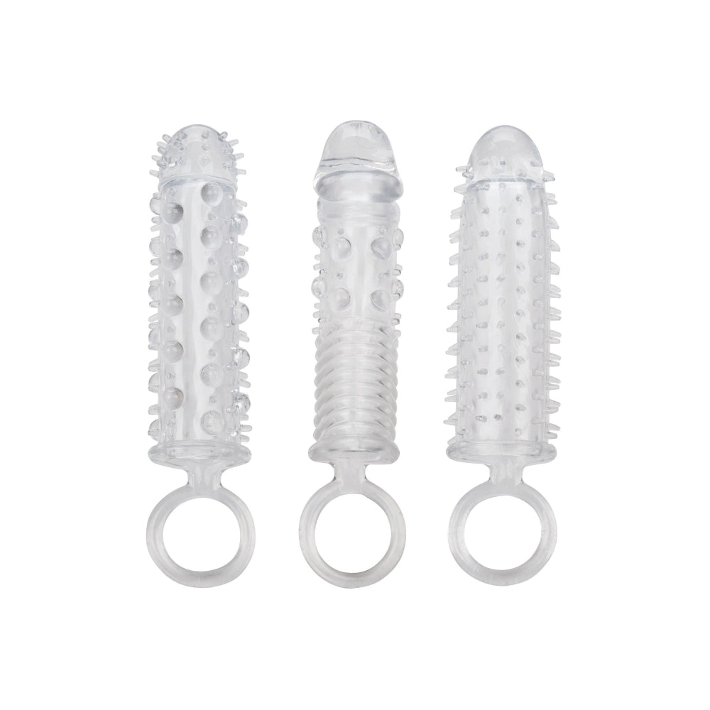 Set 3 Mansoane de Extensie Texturate CalExotics - Crestere Girth si Lungime, Stimulare Intensa