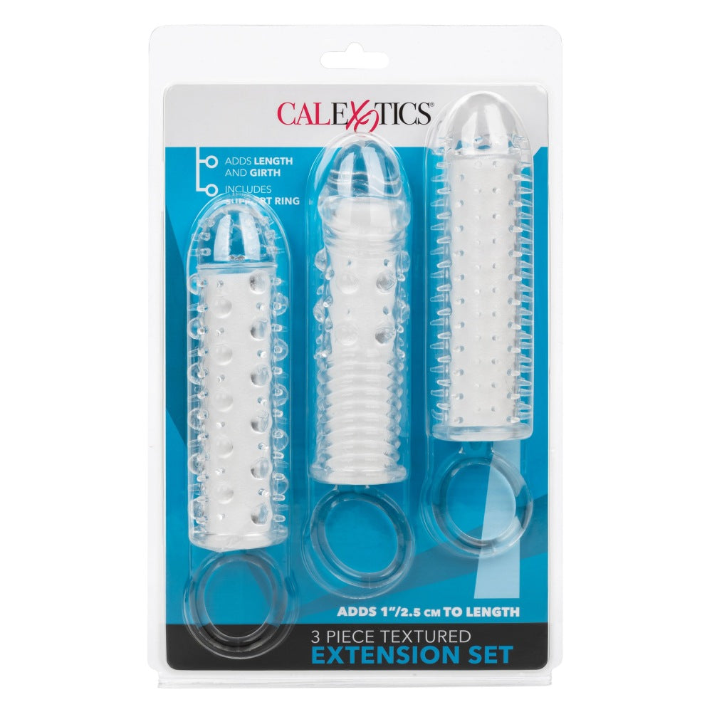 Set 3 Mansoane de Extensie Texturate CalExotics - Crestere Girth si Lungime, Stimulare Intensa