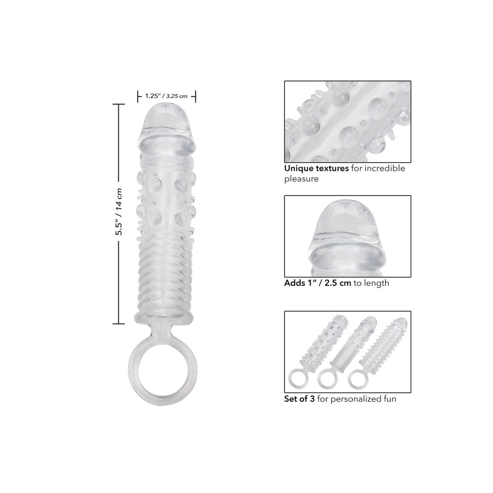 Set 3 Mansoane de Extensie Texturate CalExotics - Crestere Girth si Lungime, Stimulare Intensa