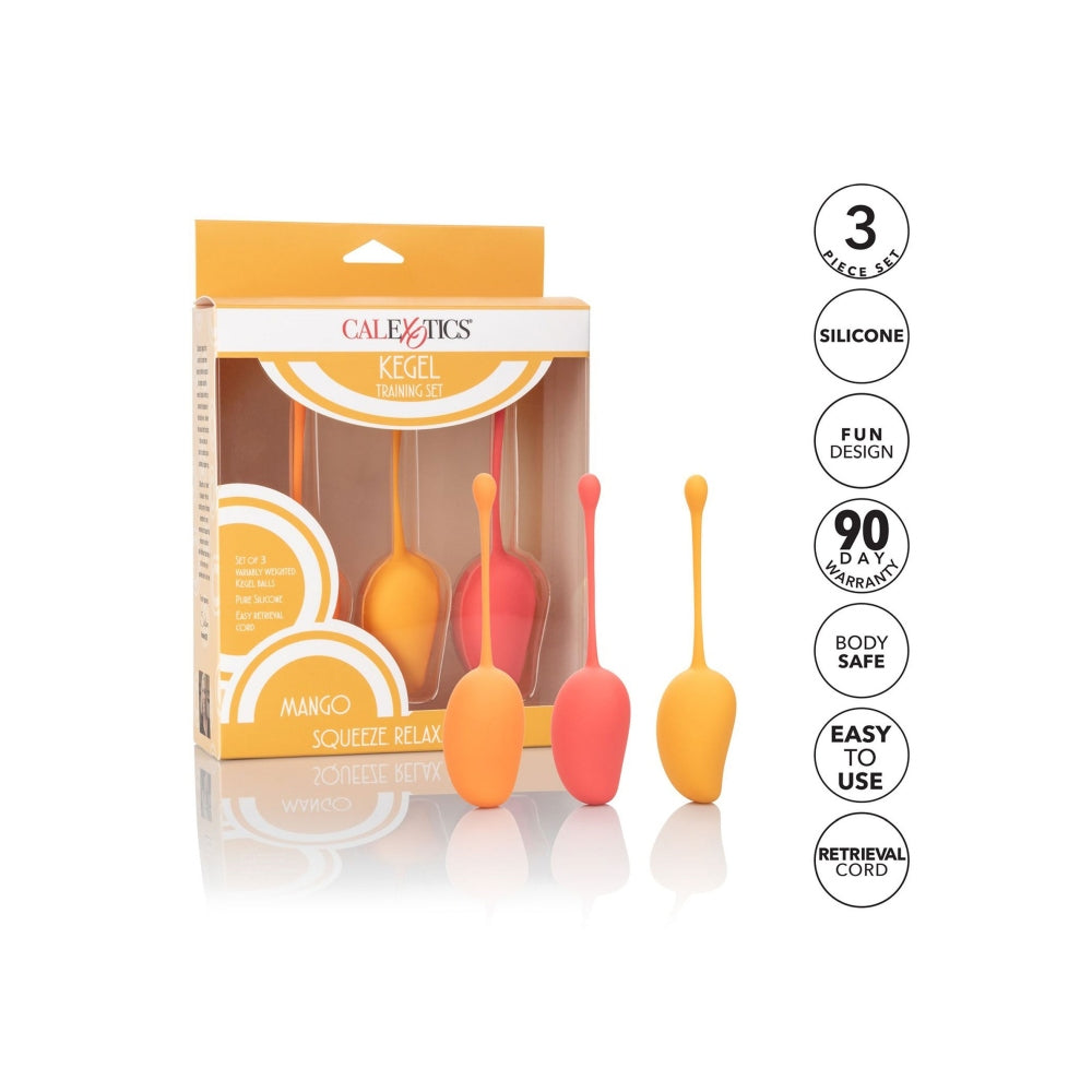 Set Antrenament Kegel CalExotics Mango - 3 Greutati pentru Intarirea Muschilor Pelvici si Placere Intima