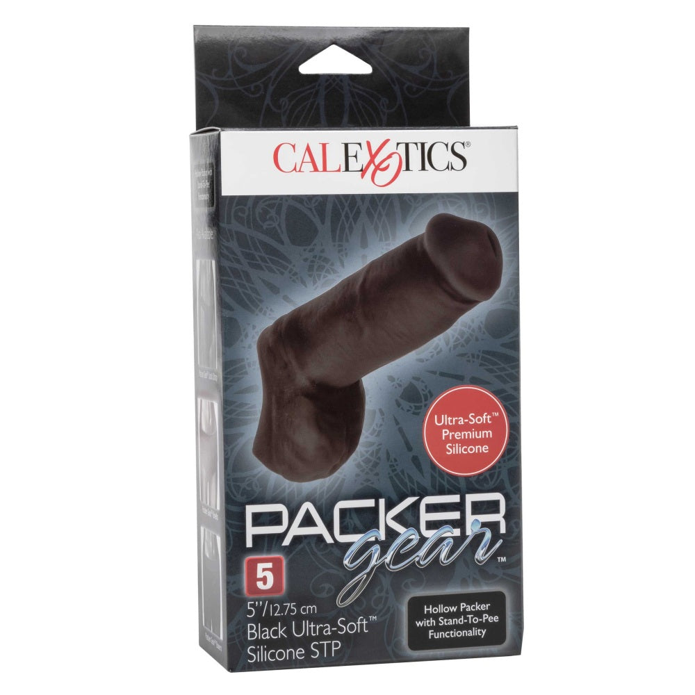 Prelungitor penis CalExotics Packer Gear Negru 12.75 cm din silicon ultra-moale pentru stand to pee