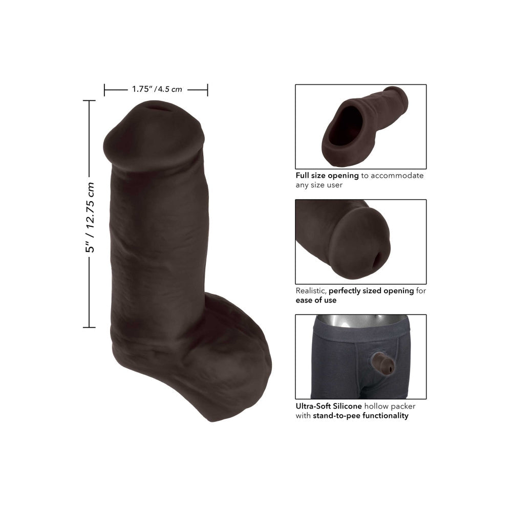 Prelungitor penis CalExotics Packer Gear Negru 12.75 cm din silicon ultra-moale pentru stand to pee
