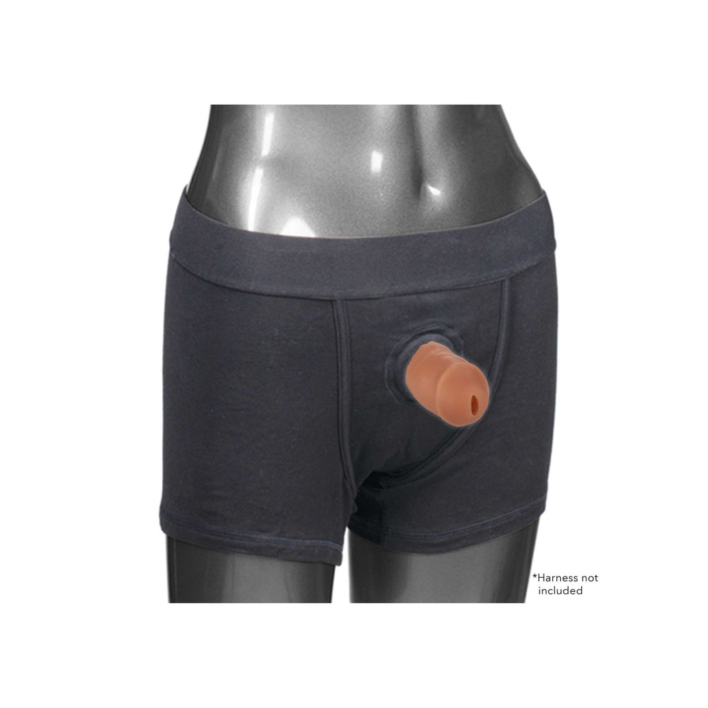 Prelungitor penis CalExotics Packer Gear Maro 12.75 cm din silicon ultra-moale pentru stand to pee
