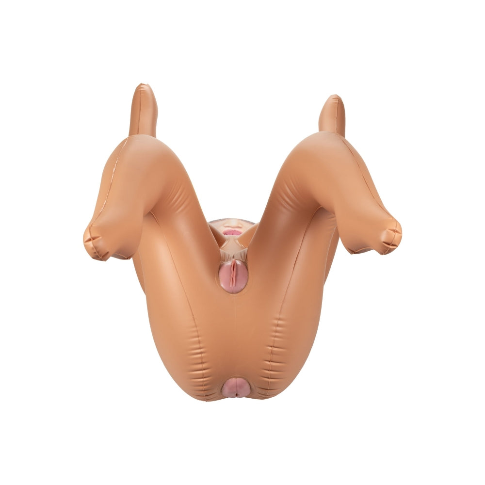 Papusa gonflabila CalExotics Back Door Babe in marime naturala cu 3 orificii placere vagin anus gura