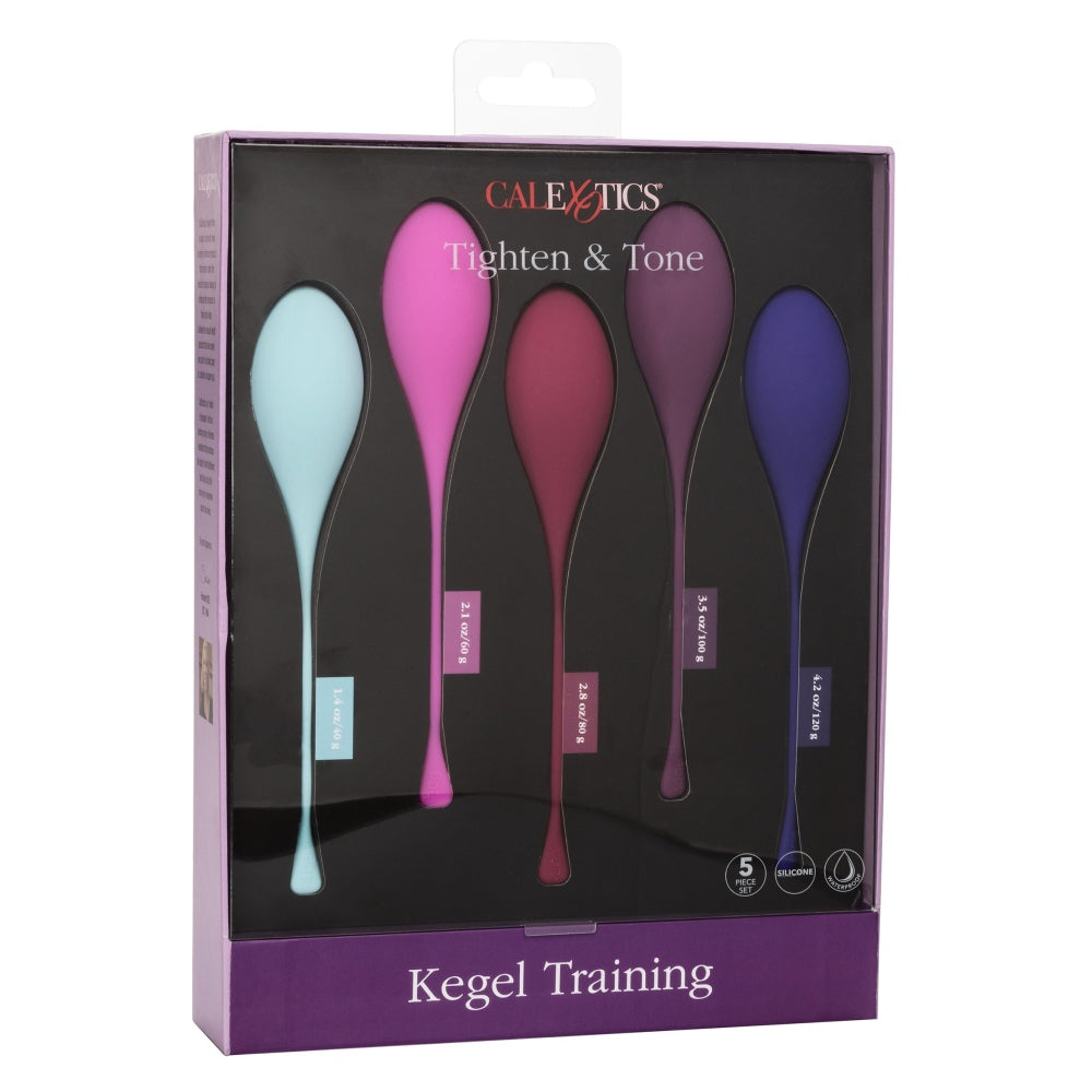 Set exercitii Kegel CalExotics 5 greutati variabile din silicon pentru tonifiere muschi pelvieni