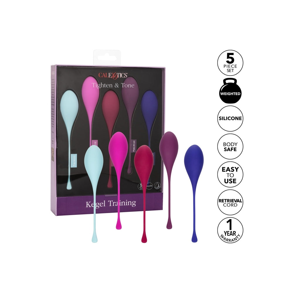 Set exercitii Kegel CalExotics 5 greutati variabile din silicon pentru tonifiere muschi pelvieni