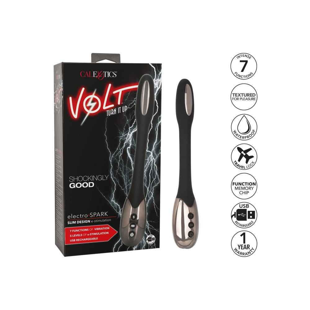 Bagheta Flexibila CalExotics Volt Electro Spark - 5 Functii de Electro-Stimulare, 7 Functii de Vibratii - Design Flexibil - Pad-uri de E-Stim