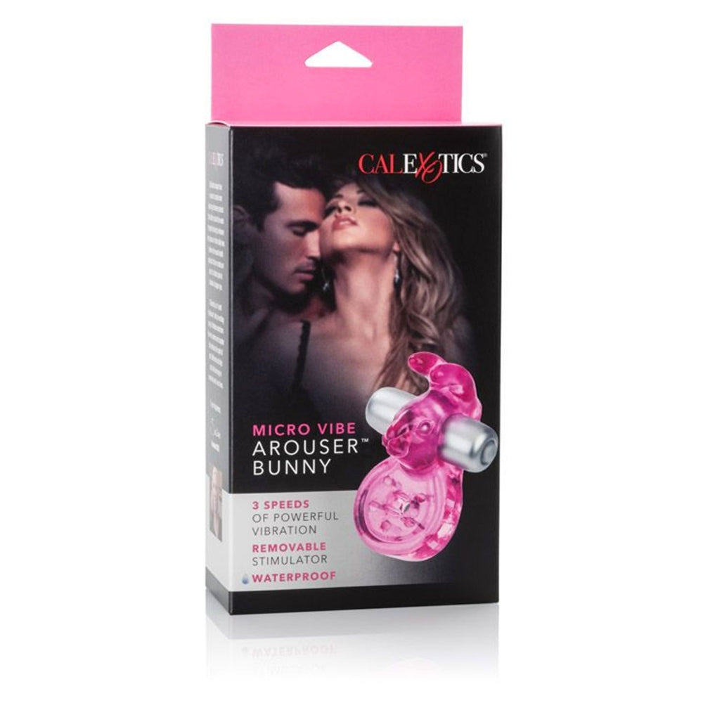 Inel Pentru Penis cu Vibratii CalExotics Micro Vibe Arouser Bunny Roz - include mini vibe detasabil cu 3 Moduri Viteze - Inel elastic pentru erectii mai ferme - ideal pentru cupluri