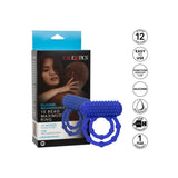 Inel Pentru Penis cu Vibratii CalExotics 10 Beads Maximus - Albastru, silicon sigur pentru corp - 10 bile de placere si suport pentru o erectie puternica - 12 Moduri Vibratii pentru stimulare clitoris - Ideal pentru cupluri