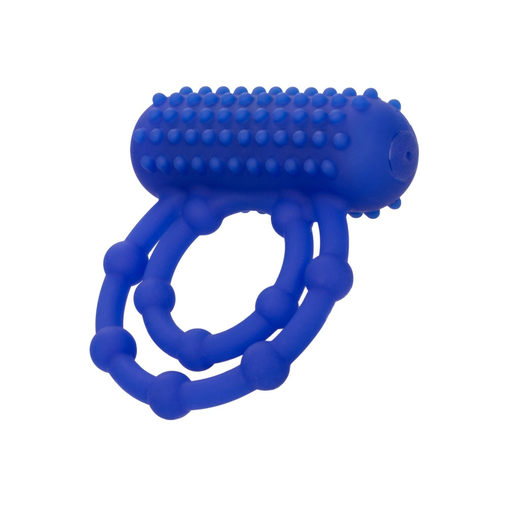 Inel Pentru Penis cu Vibratii CalExotics 10 Beads Maximus - Albastru, silicon sigur pentru corp - 10 bile de placere si suport pentru o erectie puternica - 12 Moduri Vibratii pentru stimulare clitoris - Ideal pentru cupluri
