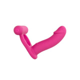 Inel Pentru Penis CalExotics Double Diver cu Dildo Vibrant - 9.5 cm, Roz - Inelul elastic sporeste rezistenta, sonda vibranta stimuleaza clitorisul, iar dildoul ofera o dubla stimulare - 12 Functii de vibratie, rezistent la apa, reincarcabil