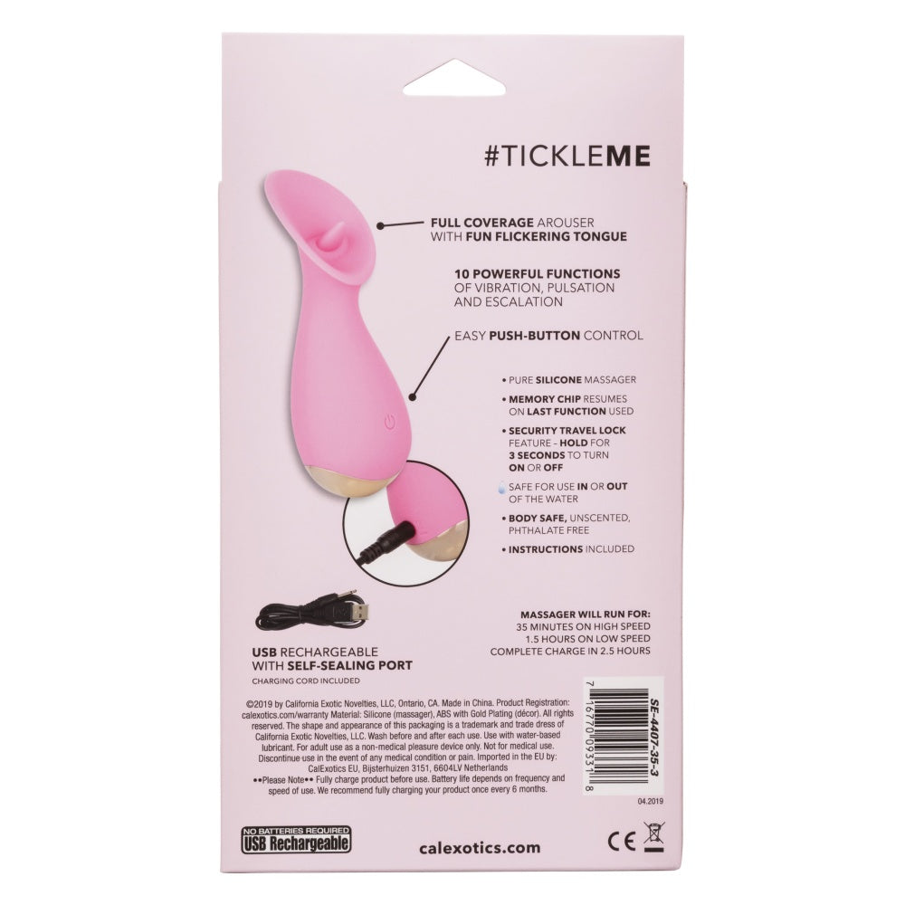 Vibrator Mini CalExotics Slay #TickleMe - Roz, 10 cm - teaser cu limba vibranta, 10 Functii - rezistent la apa, reincarcabil - dimensiuni discrete, ideal pentru calatorii