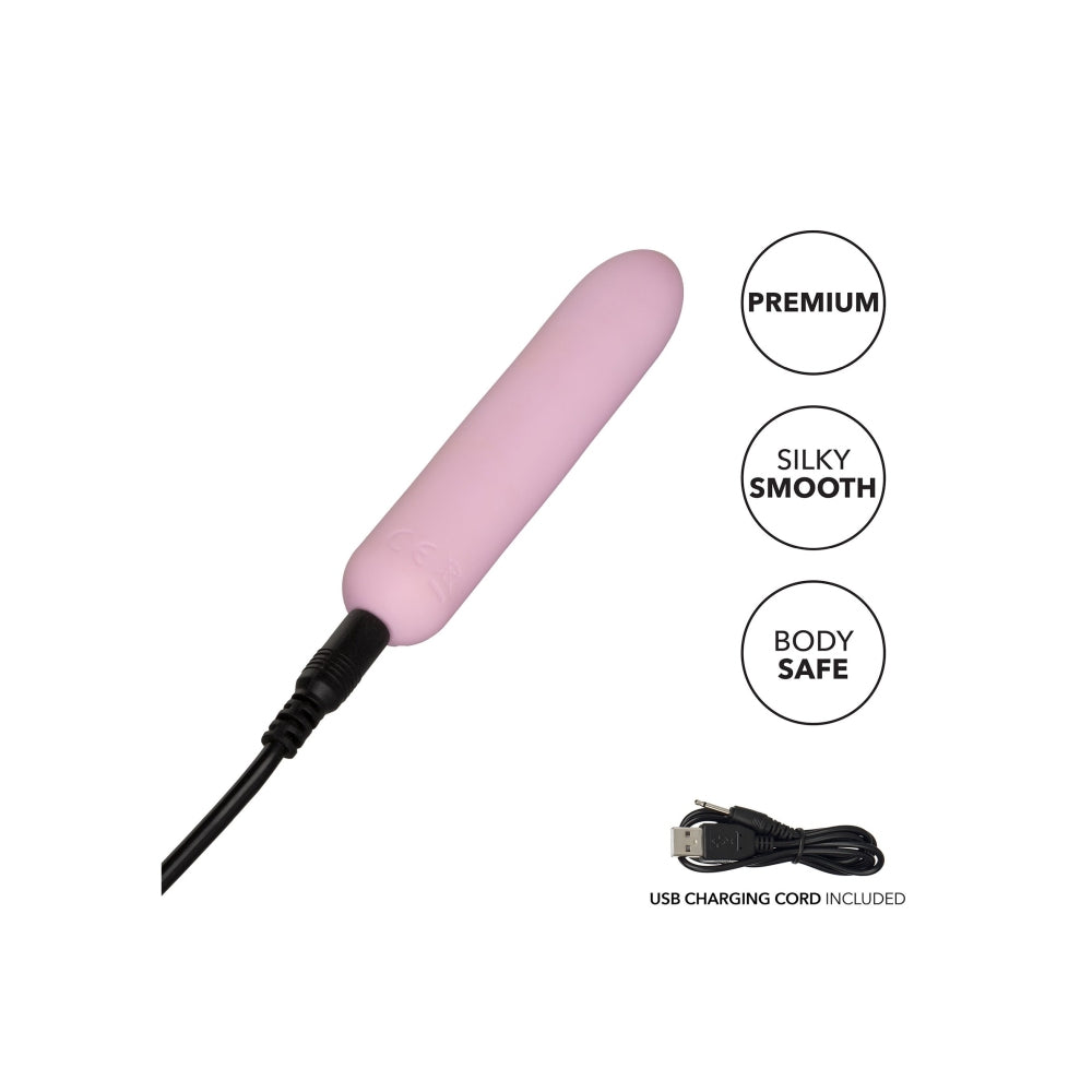 Mini vibrator Slay #CharmMe CalExotics din silicon cu 10 functii vibratii intense, reincarcabil si rezistent la apa, roz