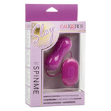 Vibrator Masator din silicon CalExotics Slay SpinMe cu rotatie, control de la distanta si 10 functii vibratie, roz