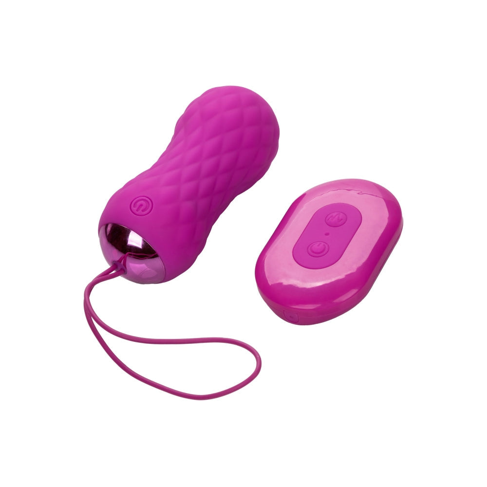 Vibrator Masator din silicon CalExotics Slay SpinMe cu rotatie, control de la distanta si 10 functii vibratie, roz