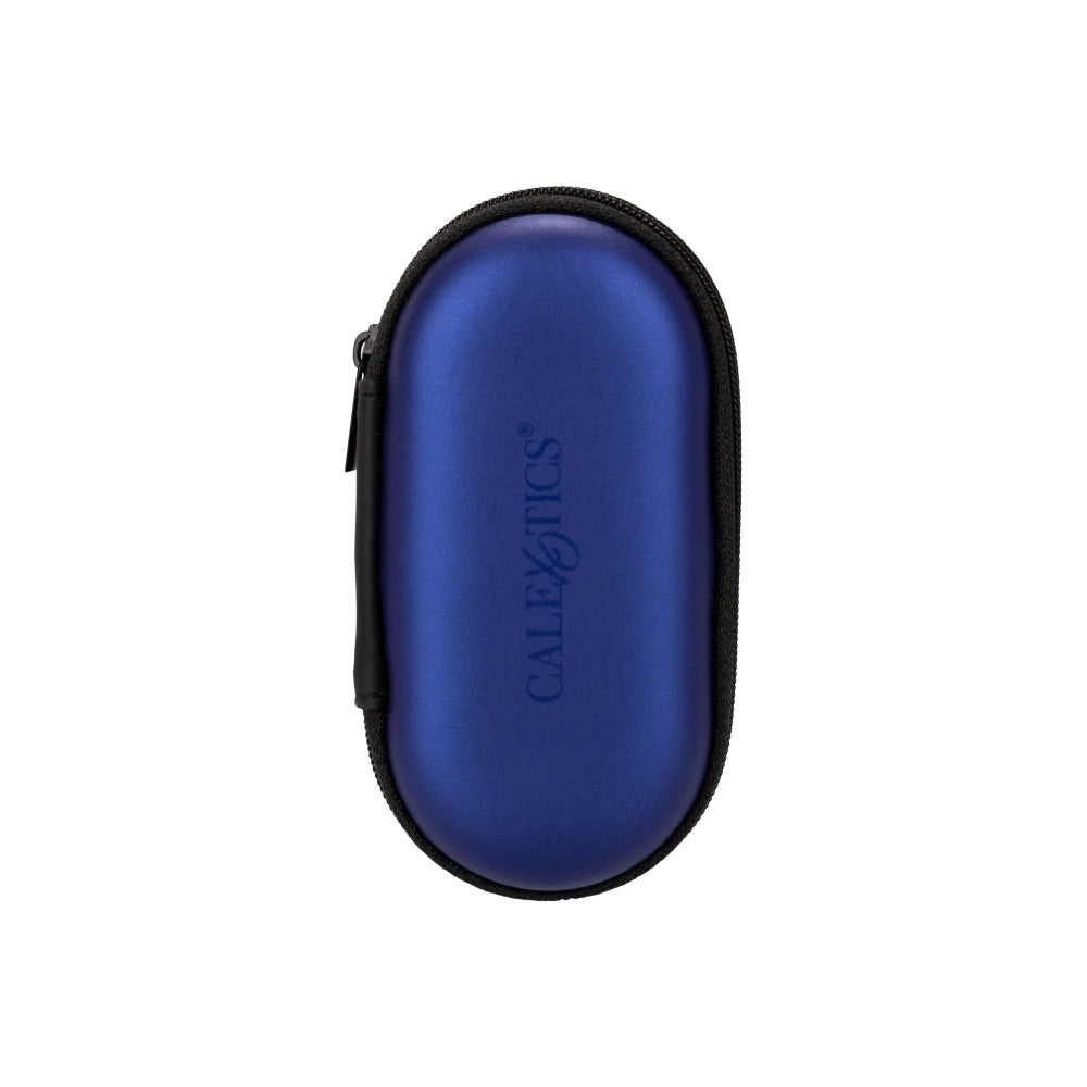 Mini vibrator CalExotics Rechargeable Hideaway Bullet cu 10 functii vibratii si carcasa de transport discreta, Albastru