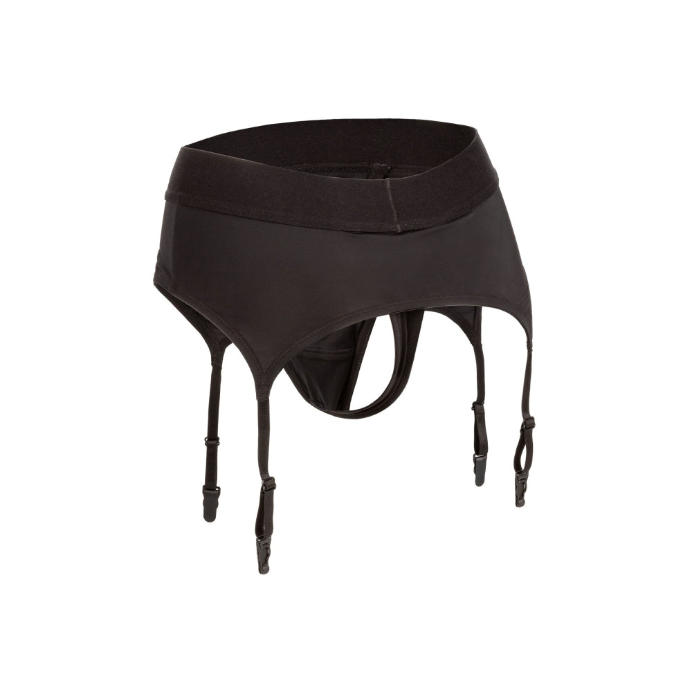 Strap-on Tanga CalExotics cu Jartiere S/M - Centura extra-lata si design ajustabil - usor de curatat, lavabil la masina de spalat - compatibil cu diverse dildo-uri