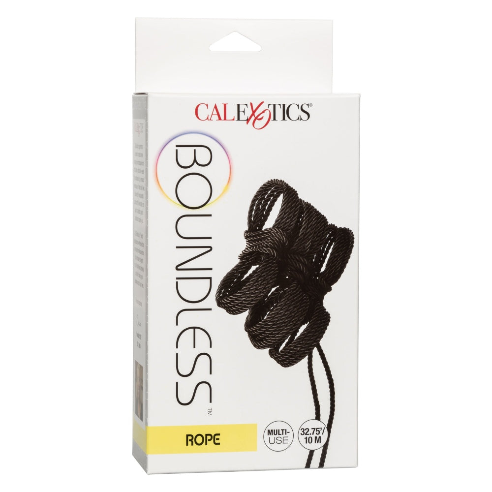 Sfoara Bondage CalExotics Boundless Negru 10 m - material sigur pentru piele, durabil si confortabil - ideal pentru jocuri BDSM in cuplu care exploreaza arta imobilizarii - design versatil si multifunctional