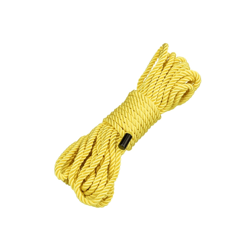 Sfoara Bondage CalExotics Boundless Galben 10 m - material sigur pentru piele, durabil si confortabil - ideal pentru jocuri BDSM in cuplu care exploreaza arta imobilizarii - design versatil si multifunctional