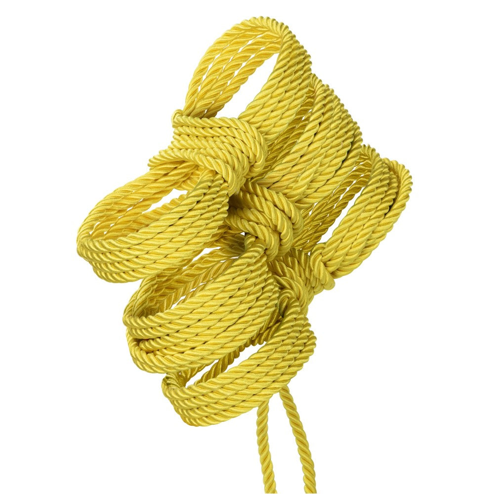 Sfoara Bondage CalExotics Boundless Galben 10 m - material sigur pentru piele, durabil si confortabil - ideal pentru jocuri BDSM in cuplu care exploreaza arta imobilizarii - design versatil si multifunctional