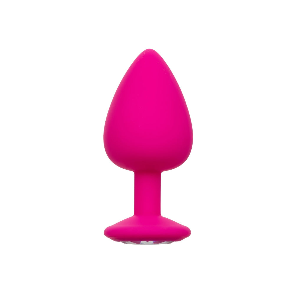 Dopuri Anale cu Baza Bijuterie CalExotics Cheeky Gems - Set 3 Dimensiuni, Silicon Neted, roz