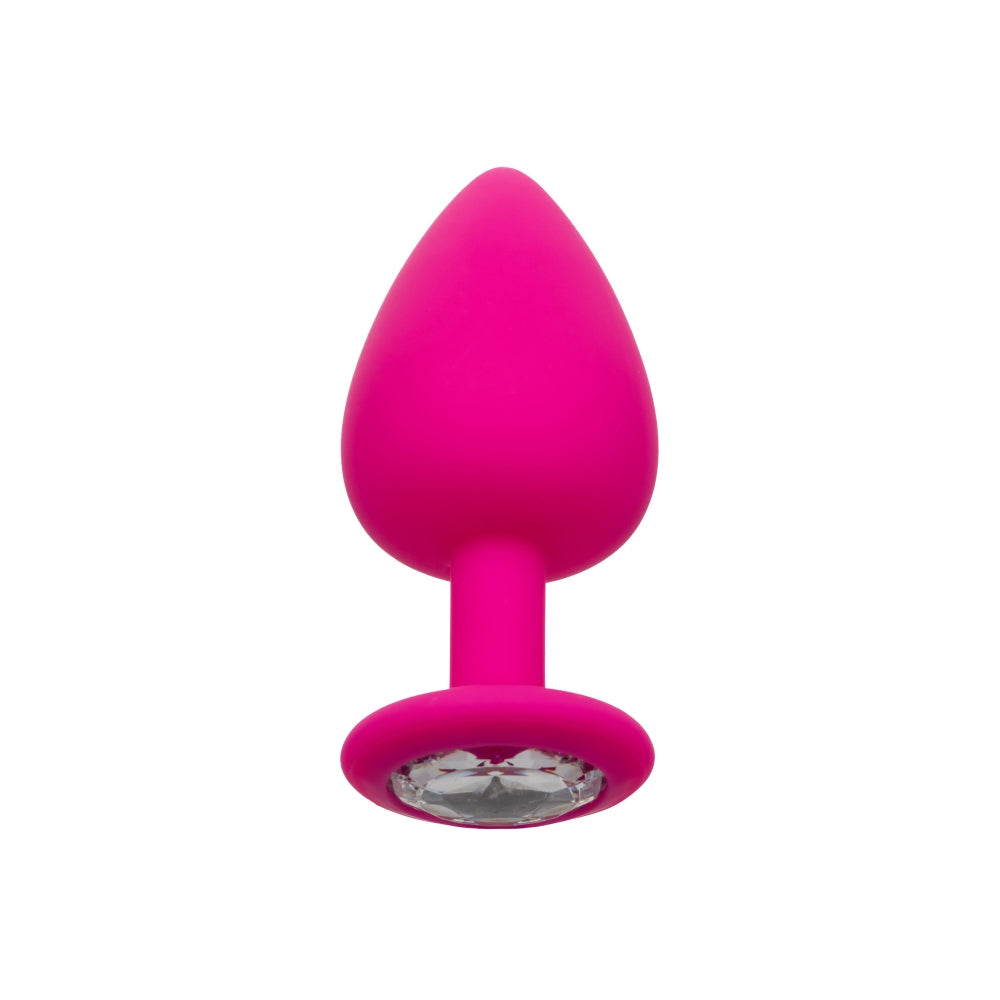 Dopuri Anale cu Baza Bijuterie CalExotics Cheeky Gems - Set 3 Dimensiuni, Silicon Neted, roz