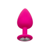 Dopuri Anale cu Baza Bijuterie CalExotics Cheeky Gems - Set 3 Dimensiuni, Silicon Neted, roz