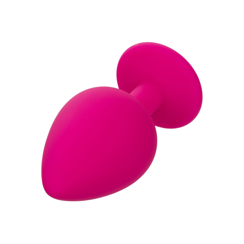 Dopuri Anale cu Baza Bijuterie CalExotics Cheeky Gems - Set 3 Dimensiuni, Silicon Neted, roz