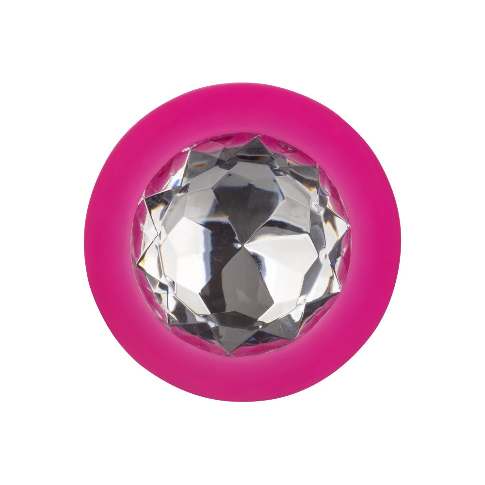 Dopuri Anale cu Baza Bijuterie CalExotics Cheeky Gems - Set 3 Dimensiuni, Silicon Neted, roz