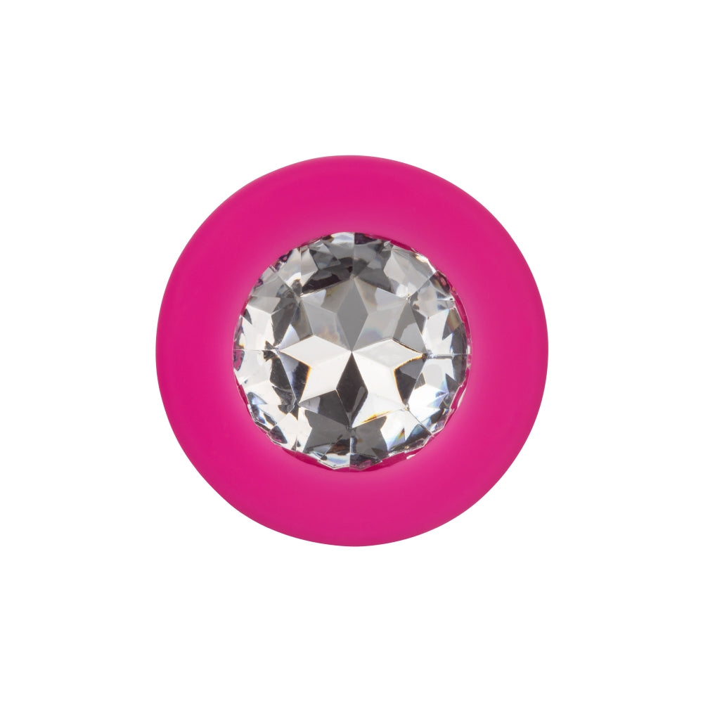 Dopuri Anale cu Baza Bijuterie CalExotics Cheeky Gems - Set 3 Dimensiuni, Silicon Neted, roz