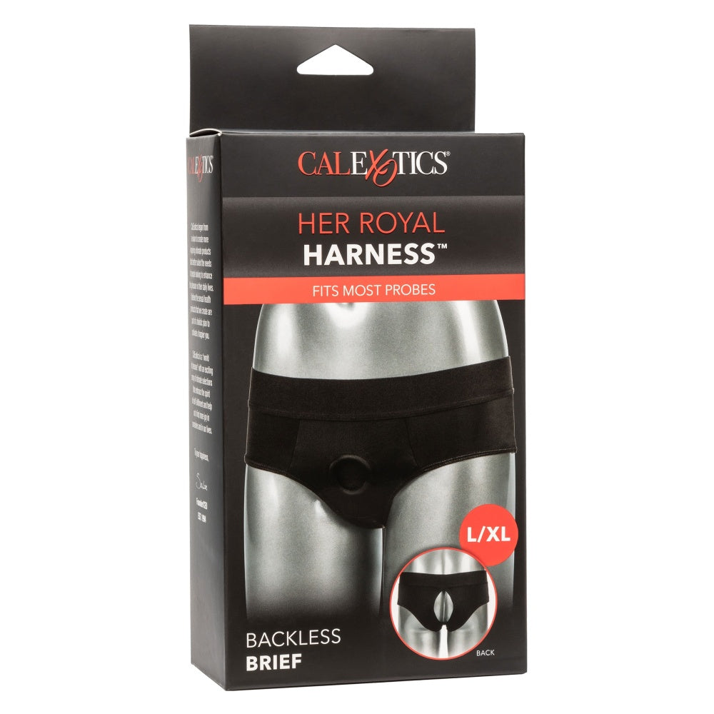 Boxeri Strap-on CalExotics Backless L/XL - ham tip boxeri deschis la spate, conceput pentru confort - Inel O intarit, compatibil cu diverse dildo-uri - Usor de intretinut, lavabil la masina