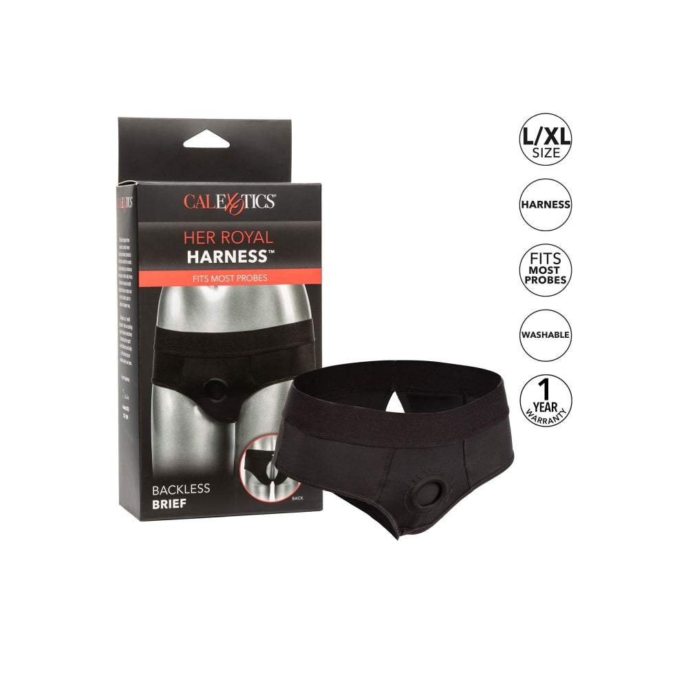 Boxeri Strap-on CalExotics Backless XXL/3XL - ham tip boxeri deschis la spate, conceput pentru confort - Inel O intarit, compatibil cu diverse dildo-uri - Usor de intretinut, lavabil la masina