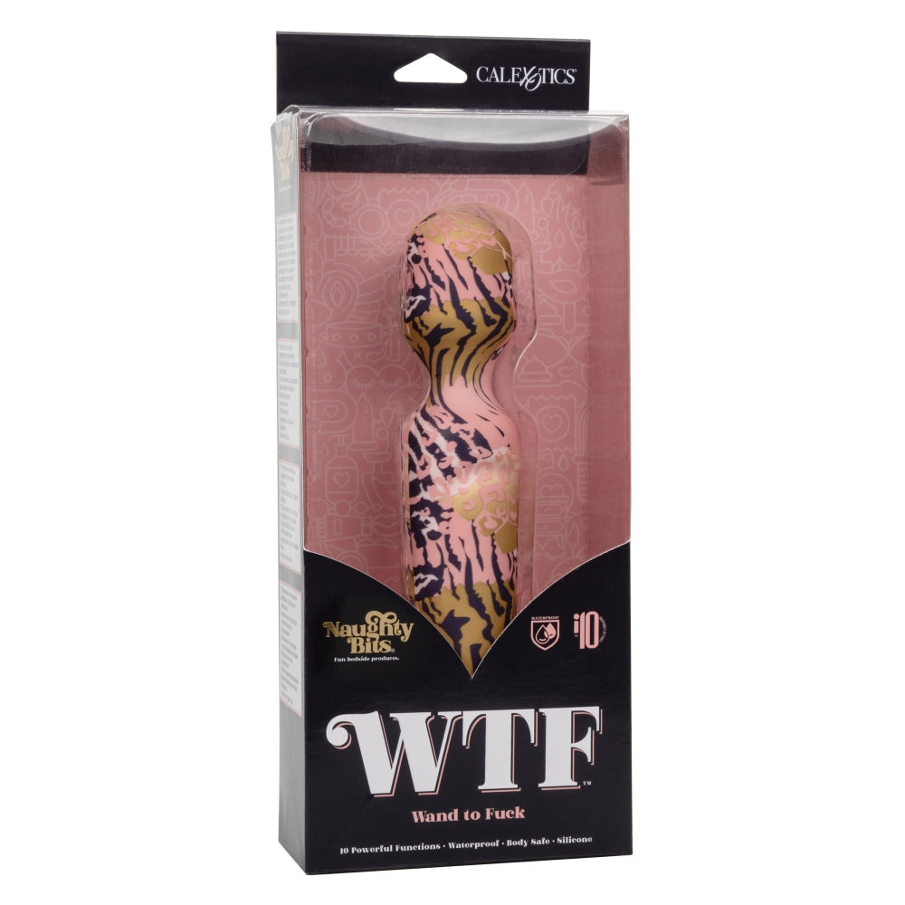 Vibrator Wand CalExotics Naughty Bits - 19 cm, Multicolor - 10 Functii Vibratii, cap flexibil si motor puternic - rezistent la apa, fabricat din silicon de inalta calitate