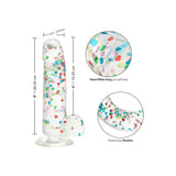 Dildo Realistic cu confetti in forma de inimoare CalExotics Naughty Bits - 20 cm, Transparent - baza cu ventuza puternica, compatibila cu hamuri strap-on