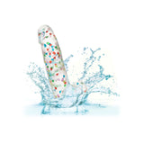 Dildo Realistic cu confetti in forma de inimoare CalExotics Naughty Bits - 20 cm, Transparent - baza cu ventuza puternica, compatibila cu hamuri strap-on