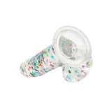 Dildo Realistic cu confetti in forma de inimoare CalExotics Naughty Bits - 20 cm, Transparent - baza cu ventuza puternica, compatibila cu hamuri strap-on