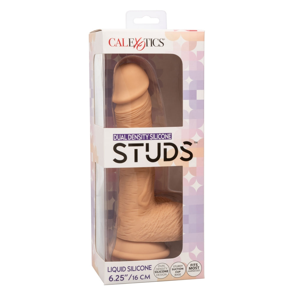 Dildo Realistic Calexotics Dual Density Stud - Culoarea Pielii, 21.5 cm - silicon durabil, impermeabil si usor de curatat - baza cu ventuza puternica cumpatibila cu ham strap-on
