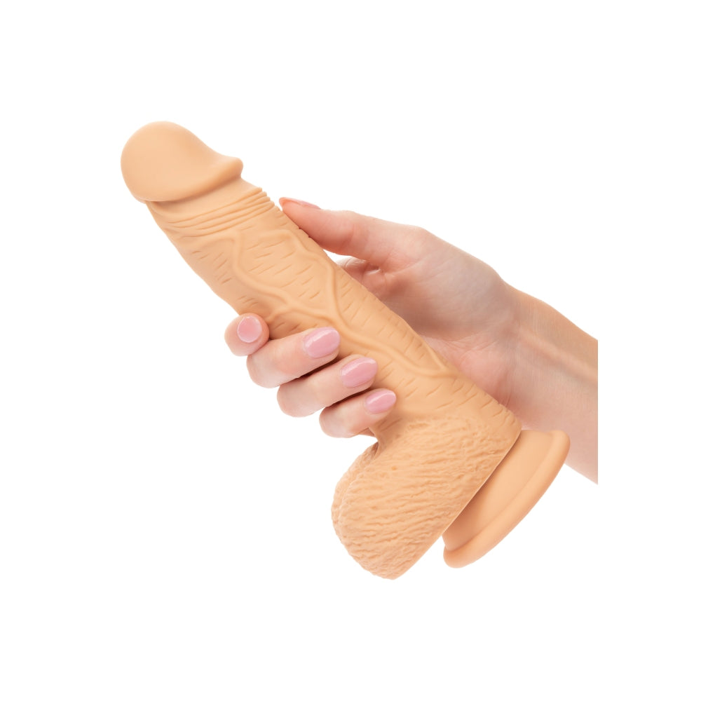 Dildo Realistic Calexotics Dual Density Stud - Culoarea Pielii, 21.5 cm - silicon durabil, impermeabil si usor de curatat - baza cu ventuza puternica cumpatibila cu ham strap-on