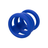Inel triplu pentru penis CalExotics Admiral din silicon lichid cu suport multi-inele pentru rezistenta si stimulare, albastru