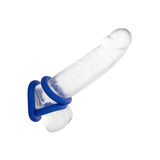 Set 3 inele pentru penis CalExotics Admiral Universal din silicon lichid pentru sustinere si performanta, albastru