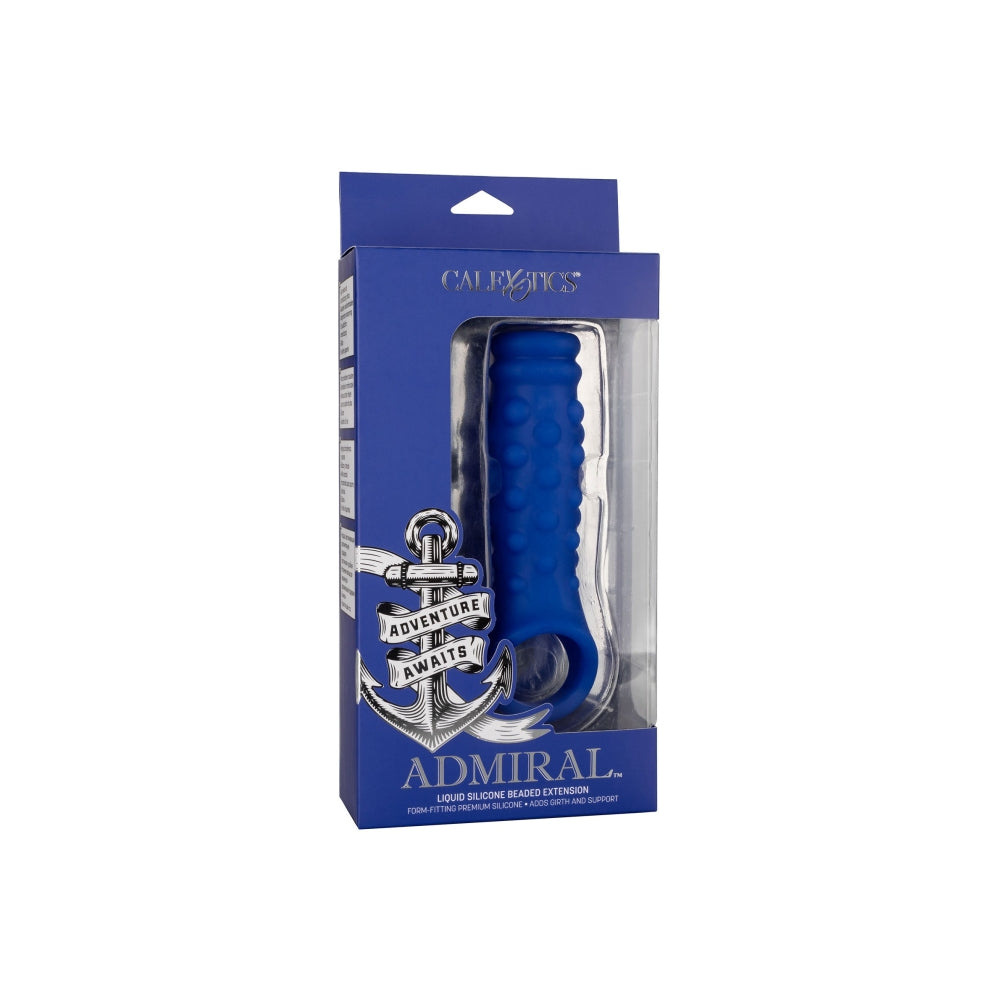 Manson Penis Admiral Beaded Albastru - Material din silicon lichid, ultra elastic si confortabil - creste grosimea si suportul - texturat cu bilute