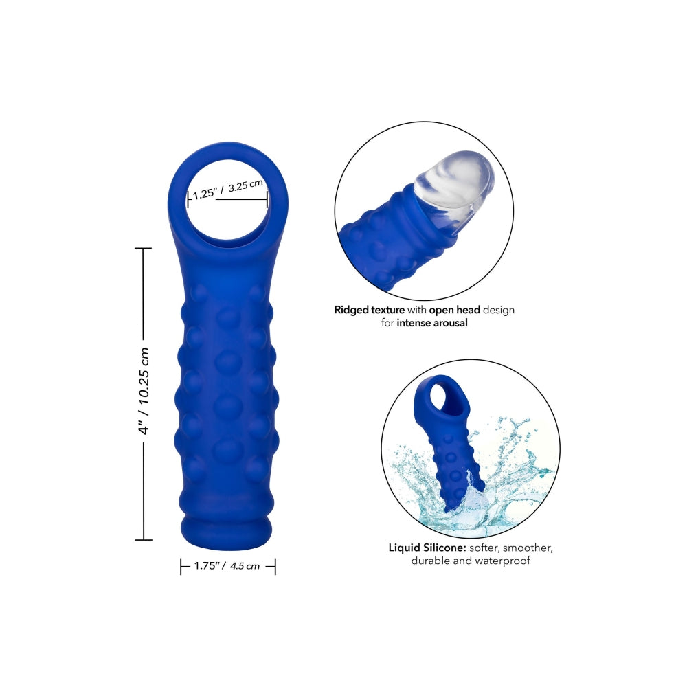 Manson Penis Admiral Beaded Albastru - Material din silicon lichid, ultra elastic si confortabil - creste grosimea si suportul - texturat cu bilute