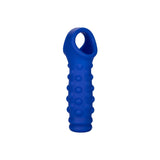 Manson Penis Admiral Beaded Albastru - Material din silicon lichid, ultra elastic si confortabil - creste grosimea si suportul - texturat cu bilute
