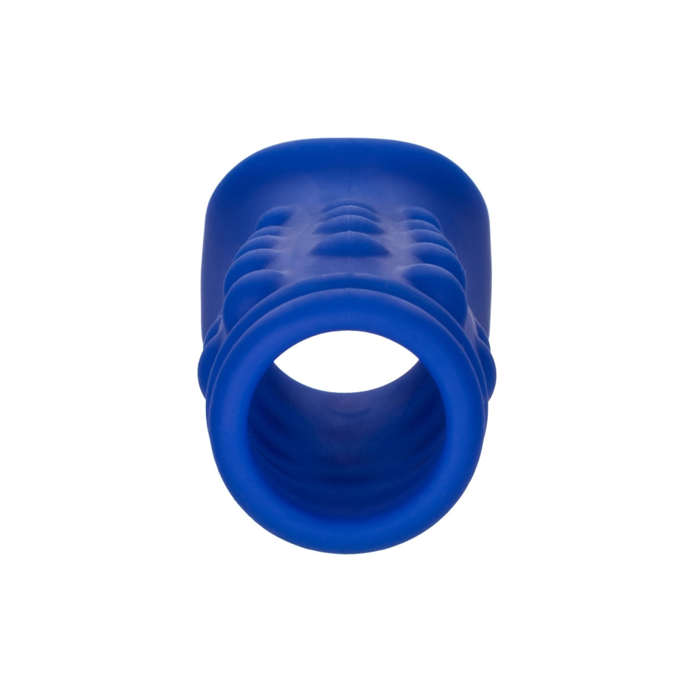 Manson Penis Admiral Beaded Albastru - Material din silicon lichid, ultra elastic si confortabil - creste grosimea si suportul - texturat cu bilute