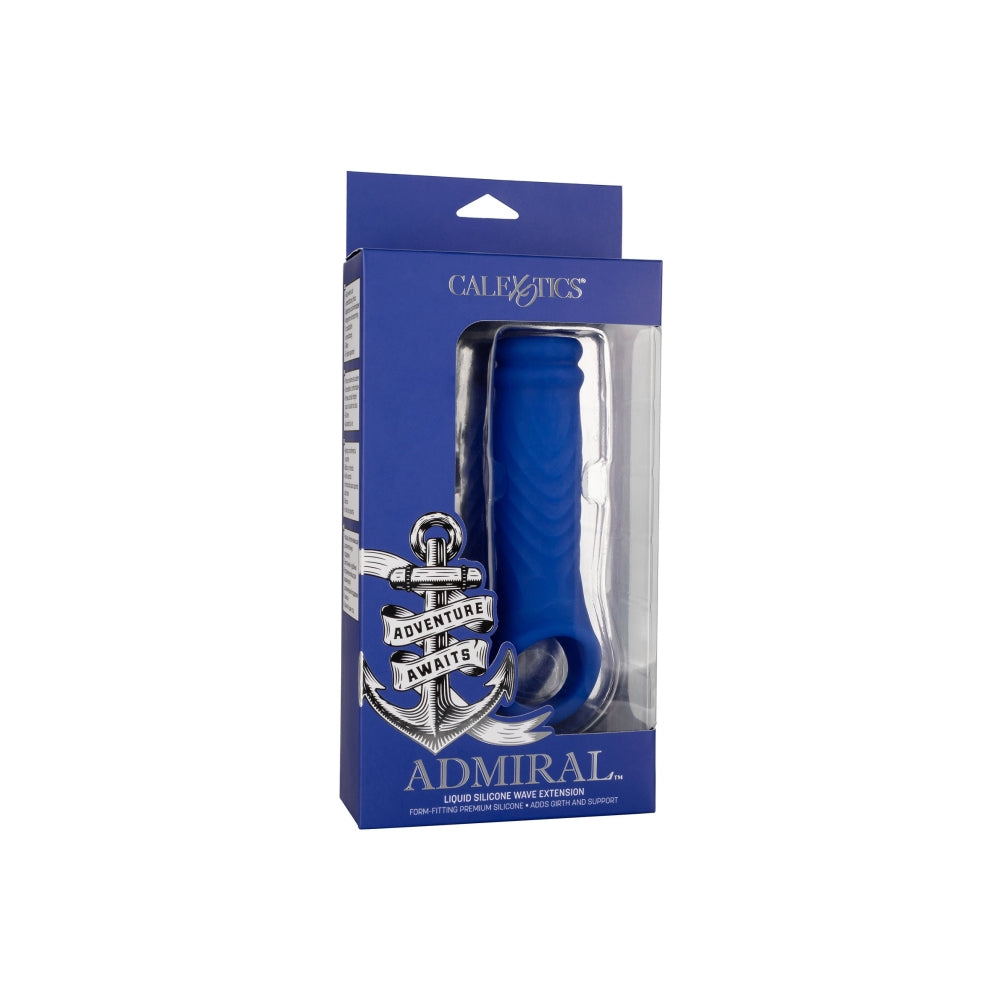 Manson Penis Admiral Wave Albastru - Material din silicon lichid, ultra elastic si confortabil - creste grosimea si suportul - texturat cu valuri