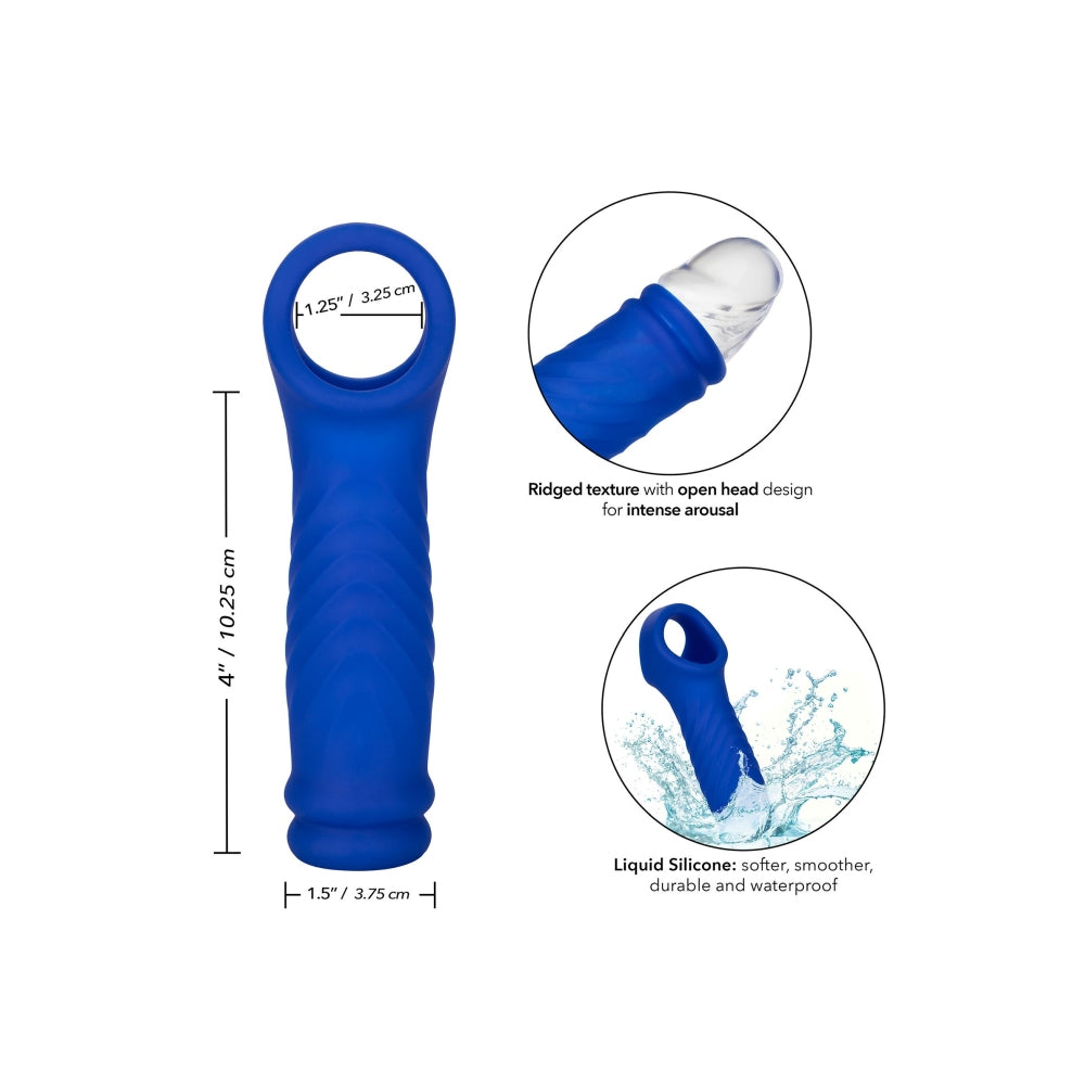 Manson Penis Admiral Wave Albastru - Material din silicon lichid, ultra elastic si confortabil - creste grosimea si suportul - texturat cu valuri