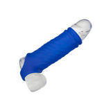 Manson Penis Admiral Wave Albastru - Material din silicon lichid, ultra elastic si confortabil - creste grosimea si suportul - texturat cu valuri